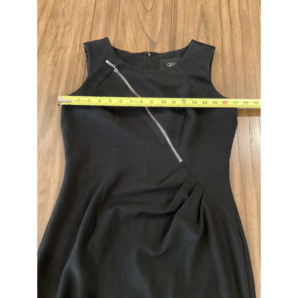 CENIA Zipper detail Sleeveless Sheath Knee Length classic little black Dress 6 - Picture 2 of 9